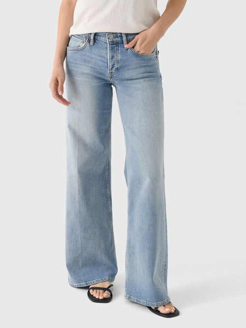 Re/Done Women's Mid Rise Wide Leg Jean