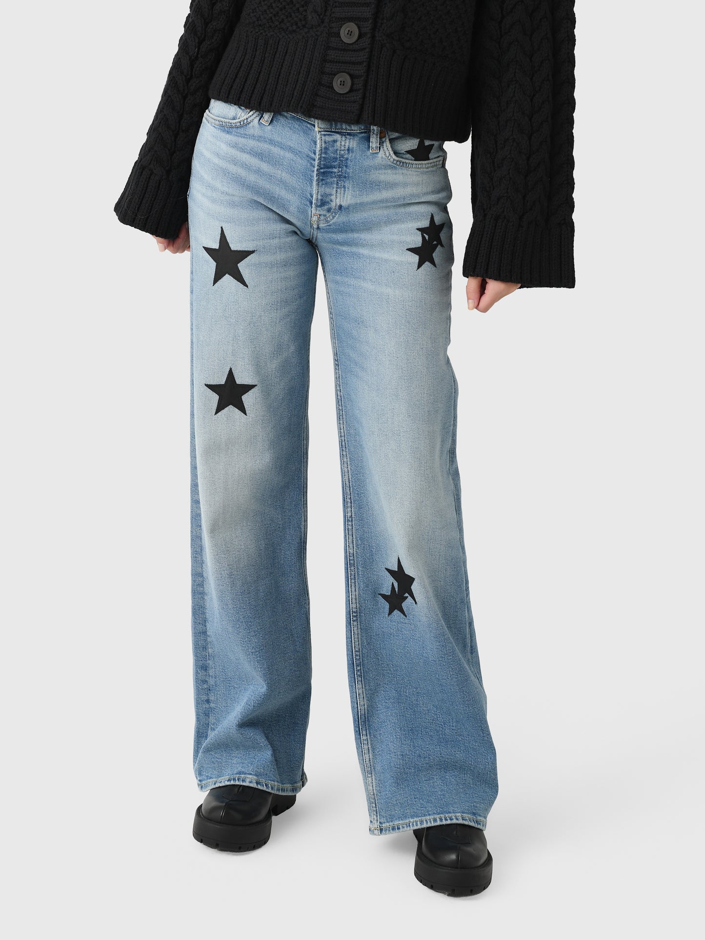 Re/Done Women's Mid Rise Wide Leg Jean