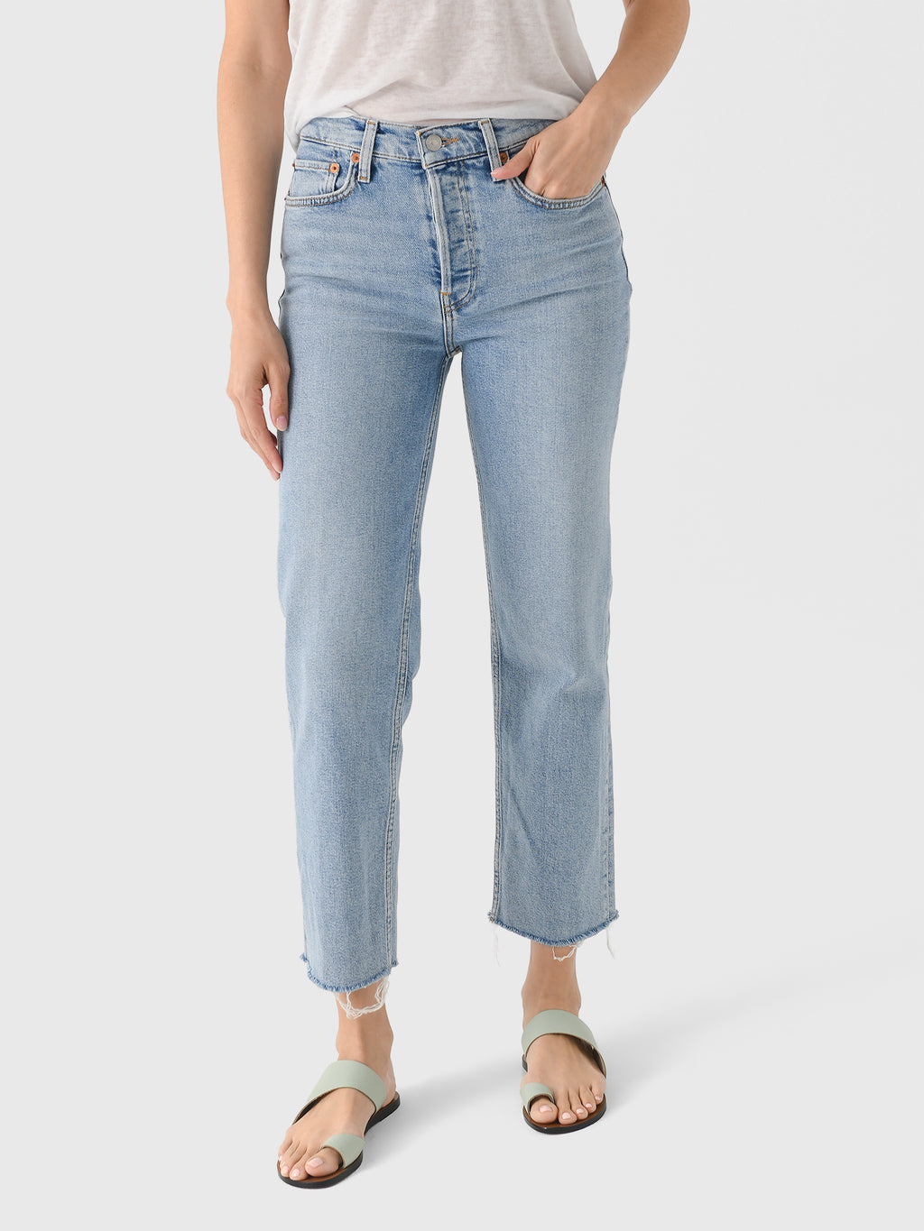 Re/Done Women's High Rise Stove Pipe Jean - Saint Bernard