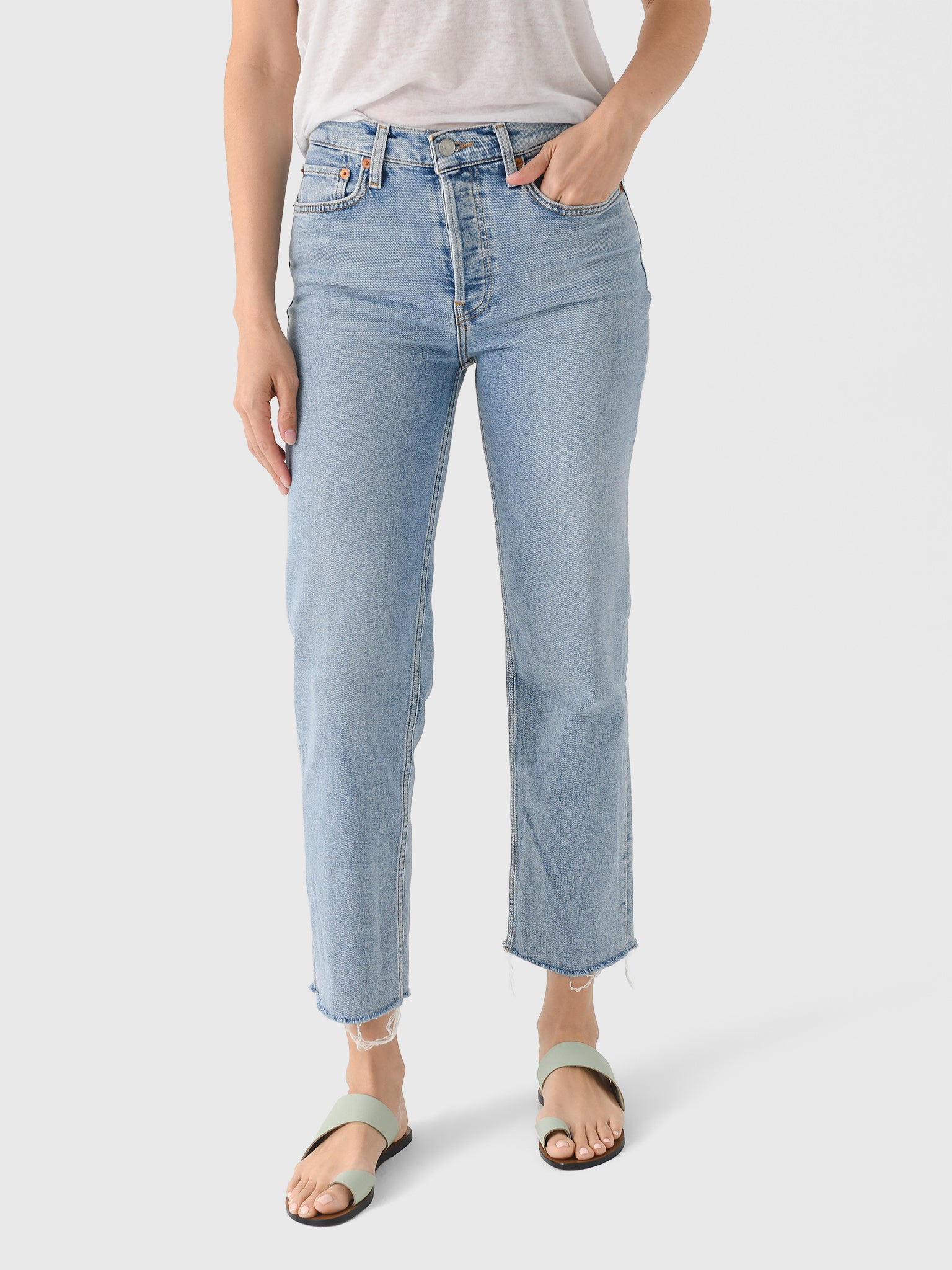 Re/Done Women's High Rise Stove Pipe Jean - Saint Bernard