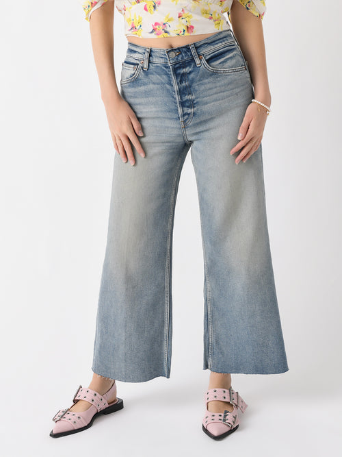 Re/Done Women's High Rise Wide Leg Crop Jean