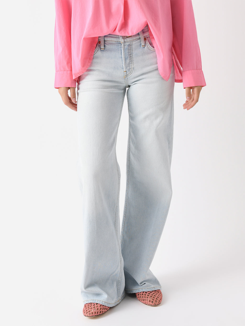 Re/Done Women's Mid Rise Wide Leg Jean - Saint Bernard
