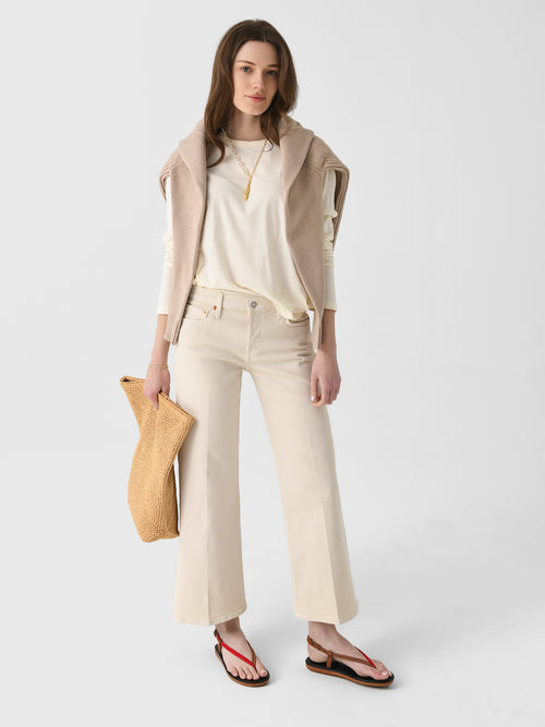 Re/Done Women's Mid Rise Wide Leg Crop Jean