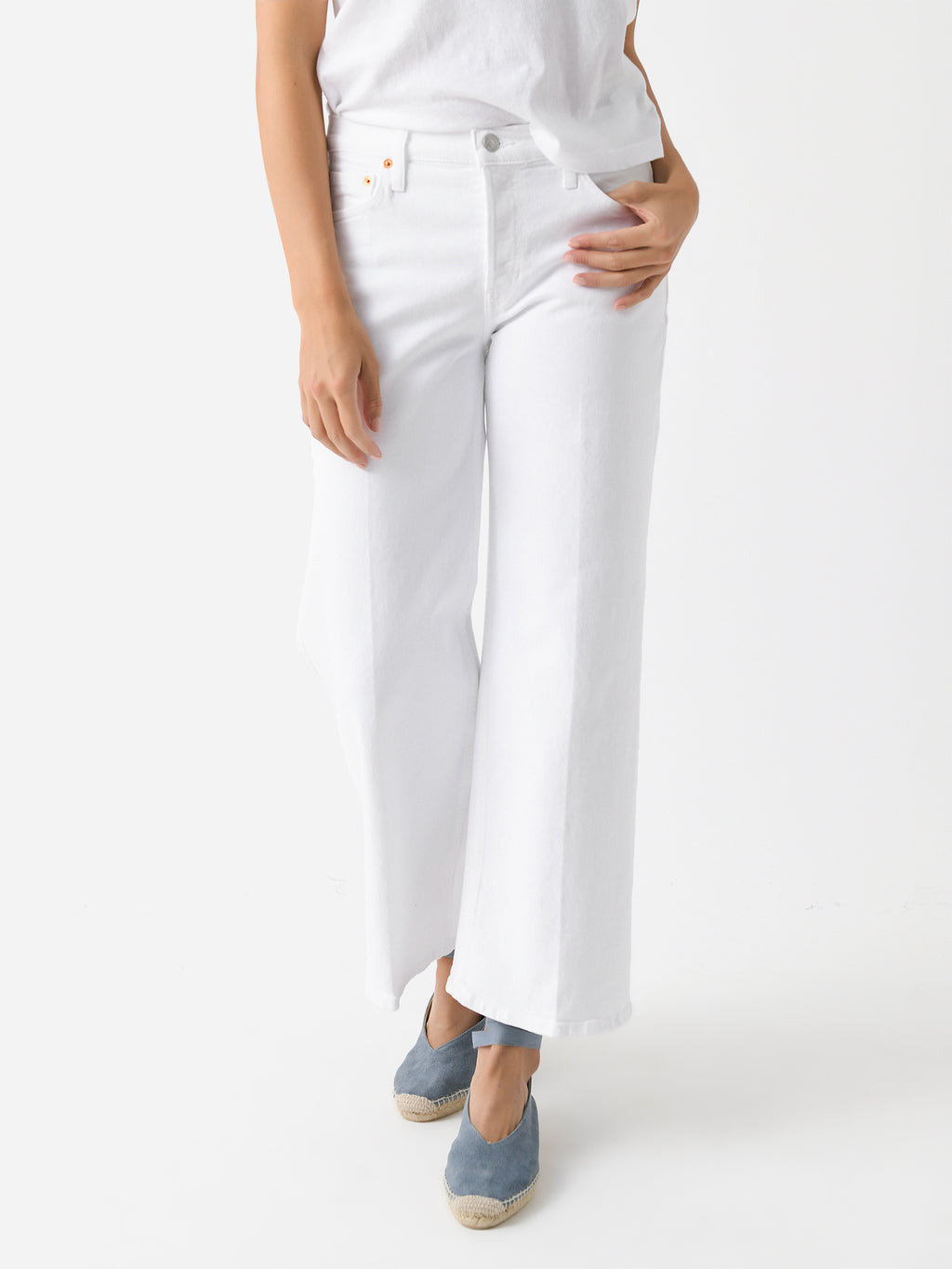 Re/Done Women's Mid Rise Wide Leg Crop Jean - Saint Bernard