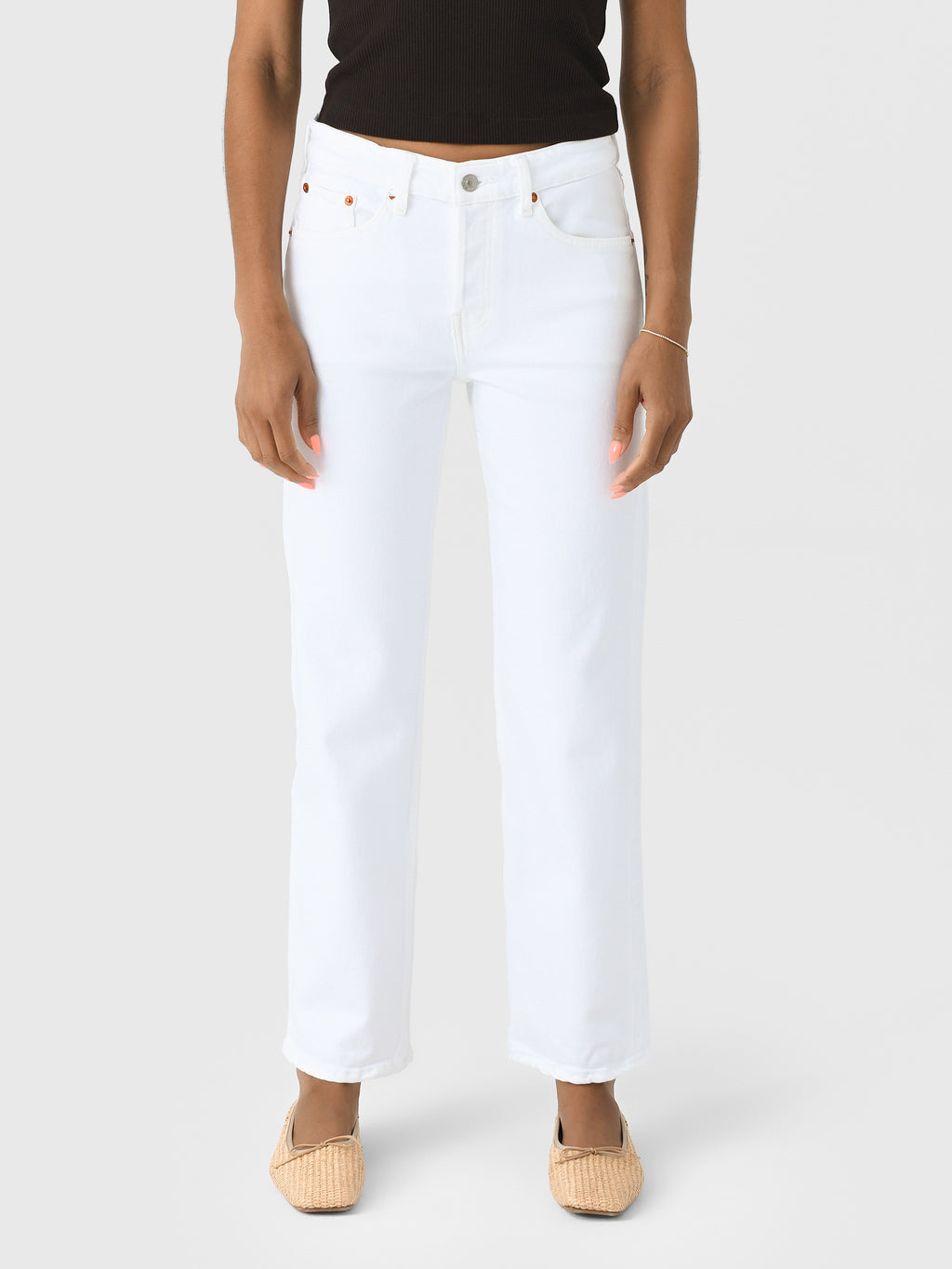 Re/Done Women's Slim Straight Crop Jean - Saint Bernard