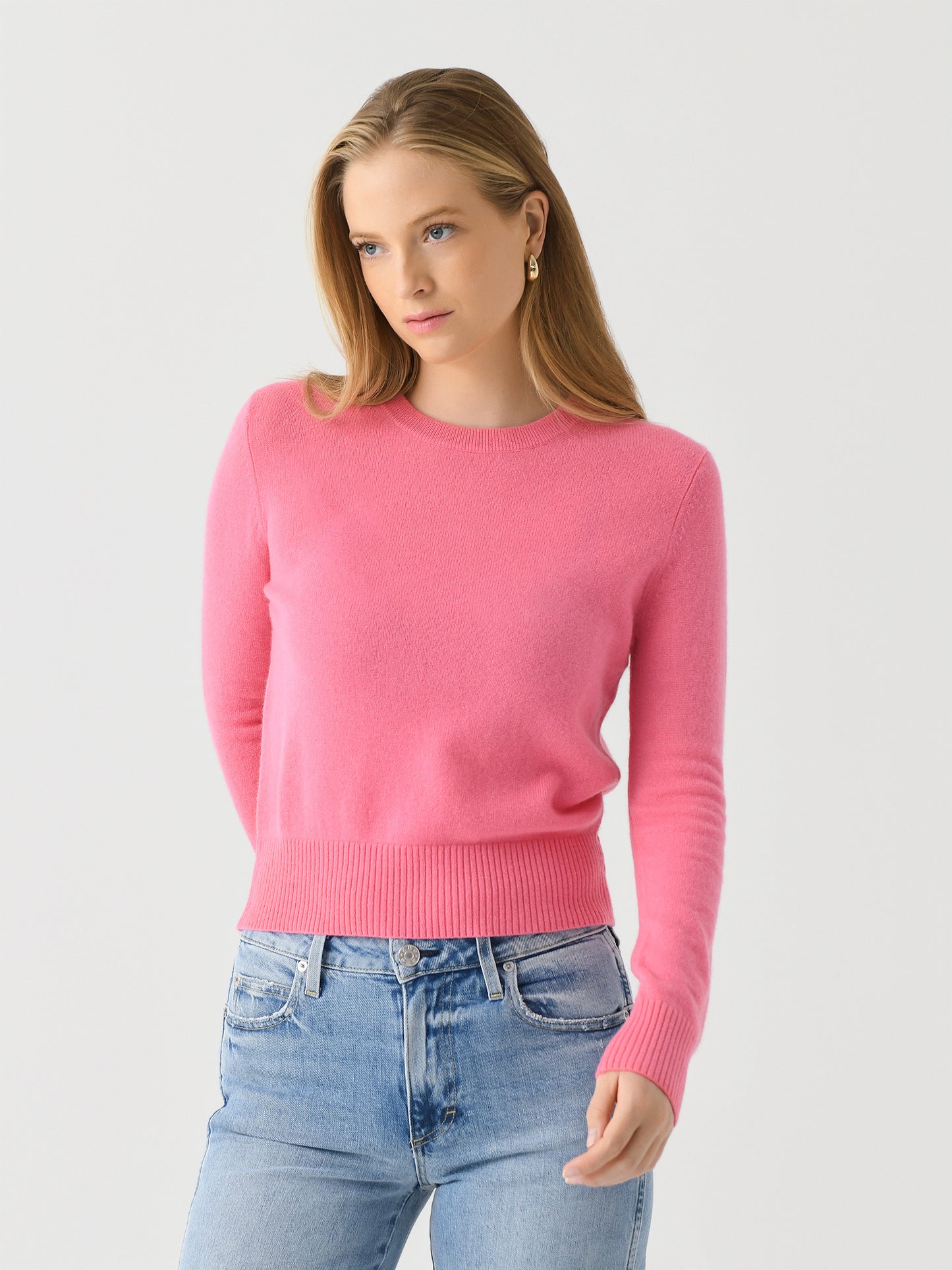 White + Warren Women's Cashmere Shrunken Crewneck - Saint Bernard