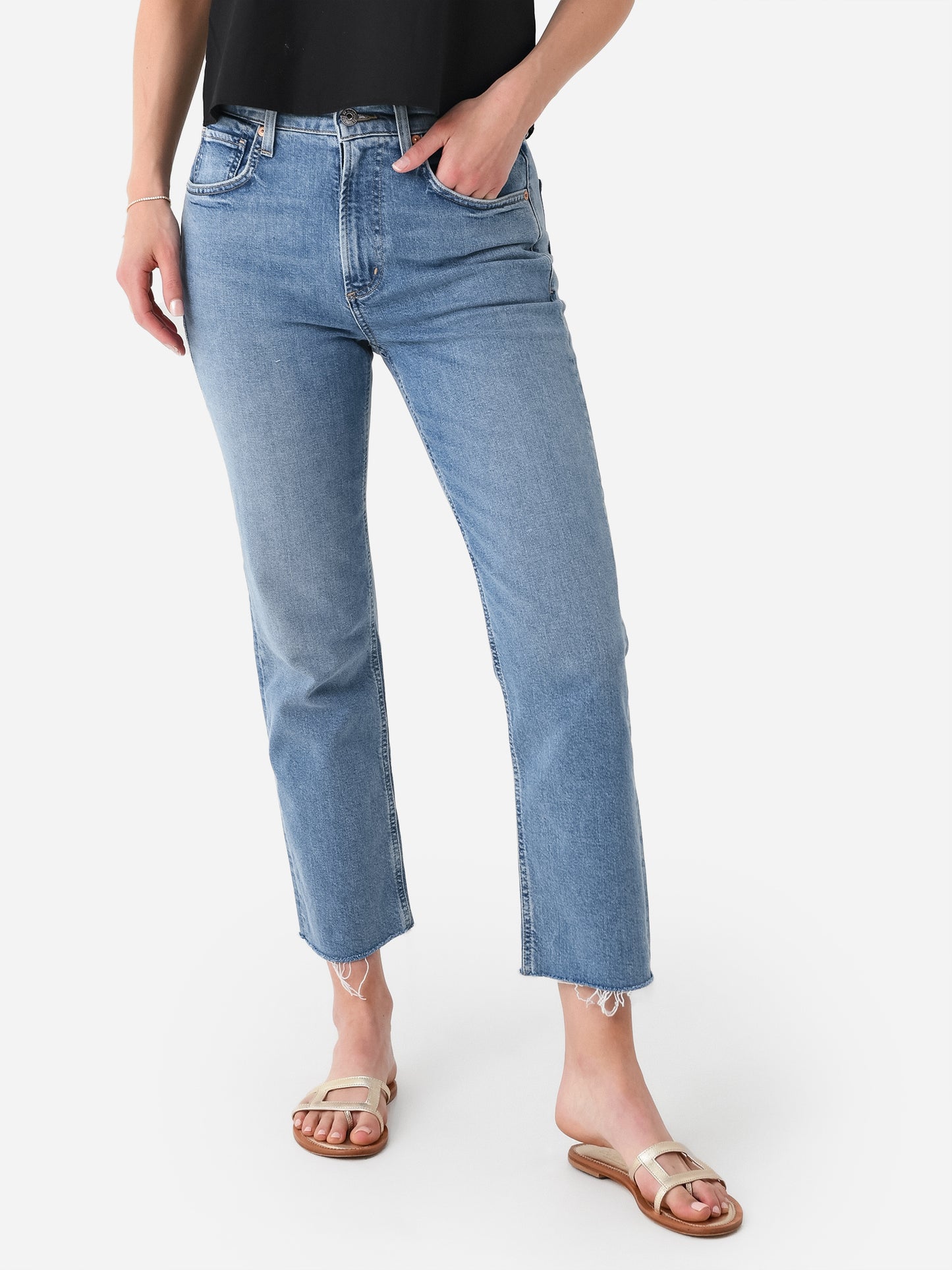 Citizens Of Humanity Women's Daphne Crop High Rise Stovepipe Jean - Saint Bernard