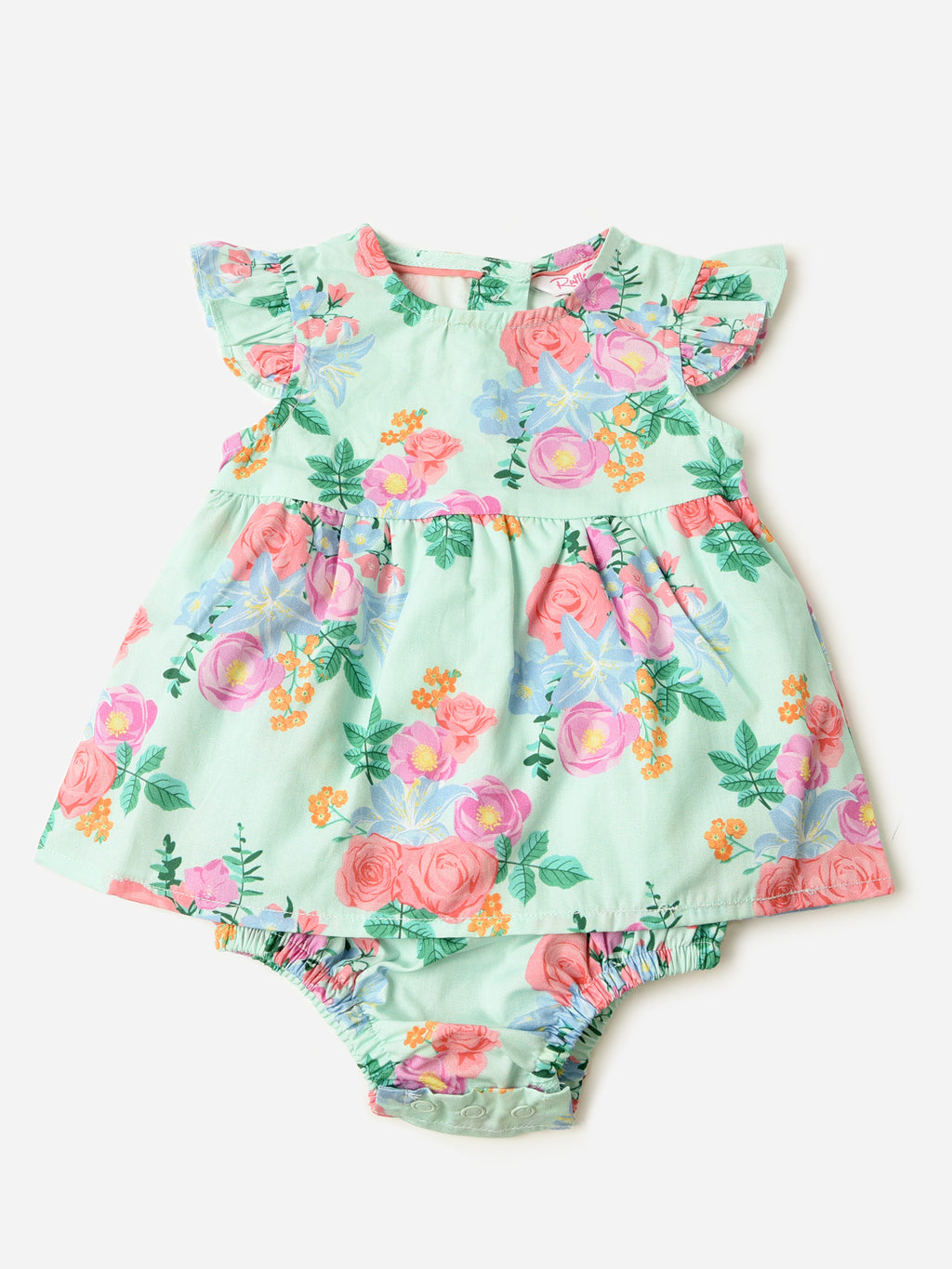 Rufflebutts Baby Girls' Flutter Sleeve Skirted Romper - Saint Bernard
