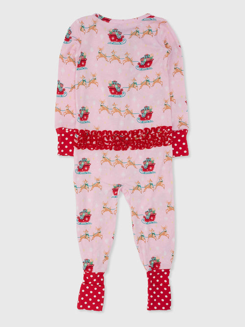 Rufflebutts Baby Girls' Convertible One Piece Pajama - Saint Bernard