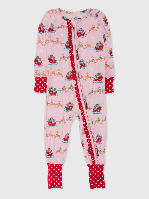 Rufflebutts Baby Girls' Convertible One Piece Pajama - Saint Bernard