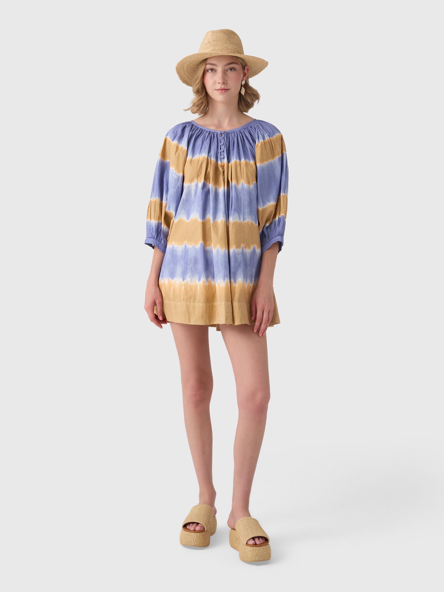 Coniglio Palm Beach Women's Shirred Half Placket Mini Dress - Saint Bernard