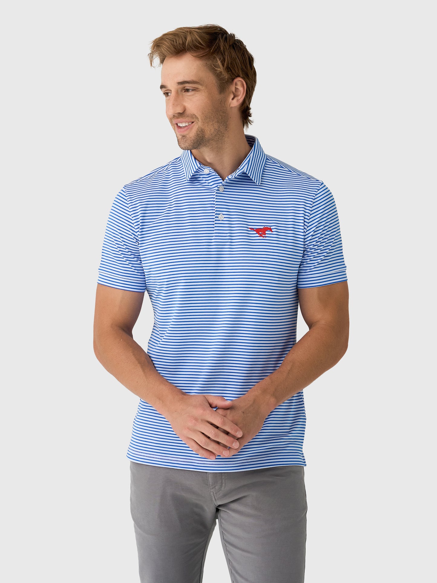 Mizzen+Main Men's Southern Methodist University Trim Versa Polo - Saint Bernard