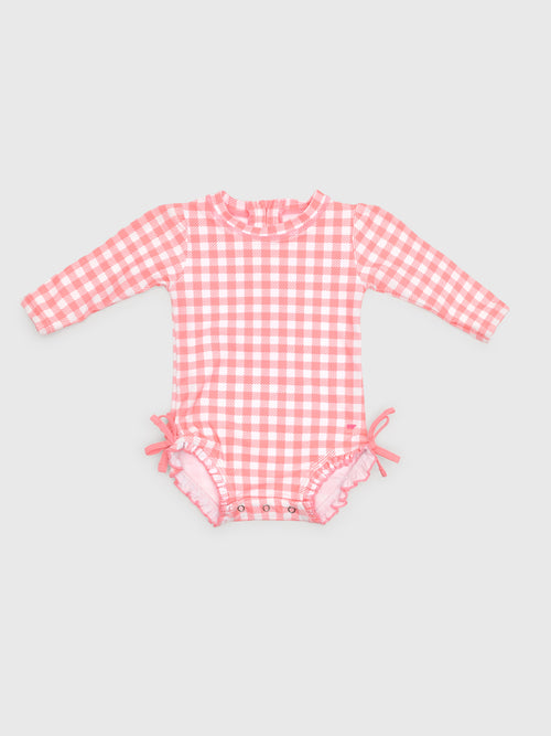 Rufflebutts Baby Girls' Long Sleeve Onesie Rash Guard