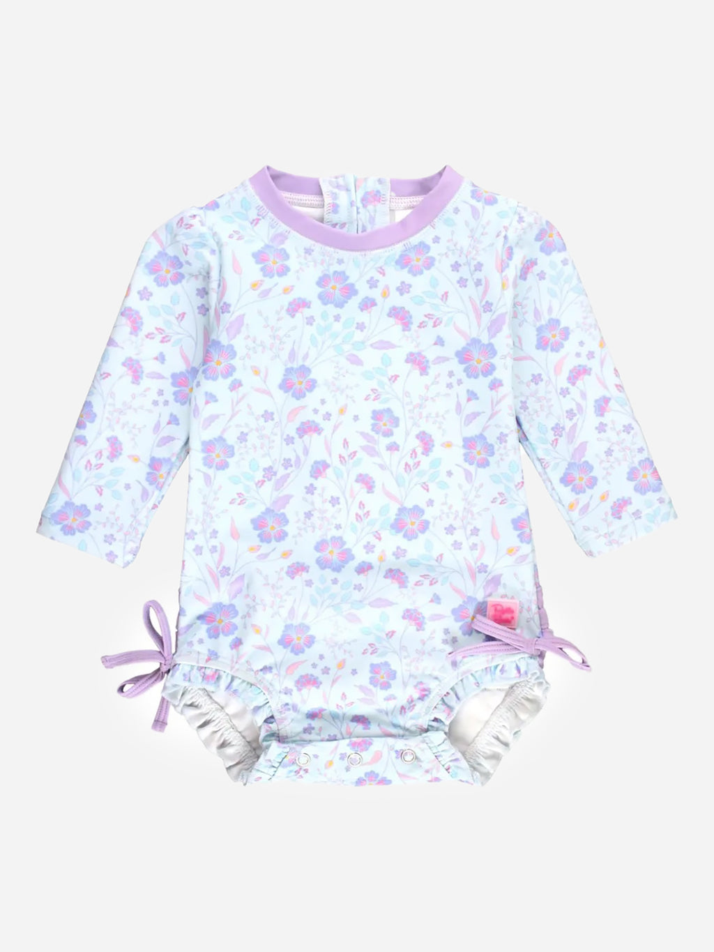 Rufflebutts Baby Girls' Long Sleeve Onesie Rash Guard - Saint Bernard