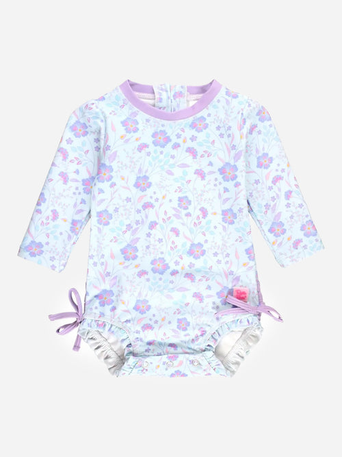 Rufflebutts Baby Girls' Long Sleeve Onesie Rash Guard
