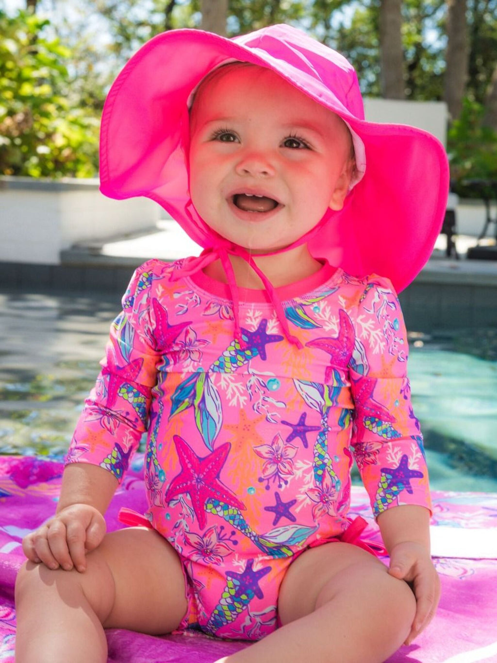Rufflebutts Baby Girls' Long Sleeve Onesie Rash Guard - Saint Bernard