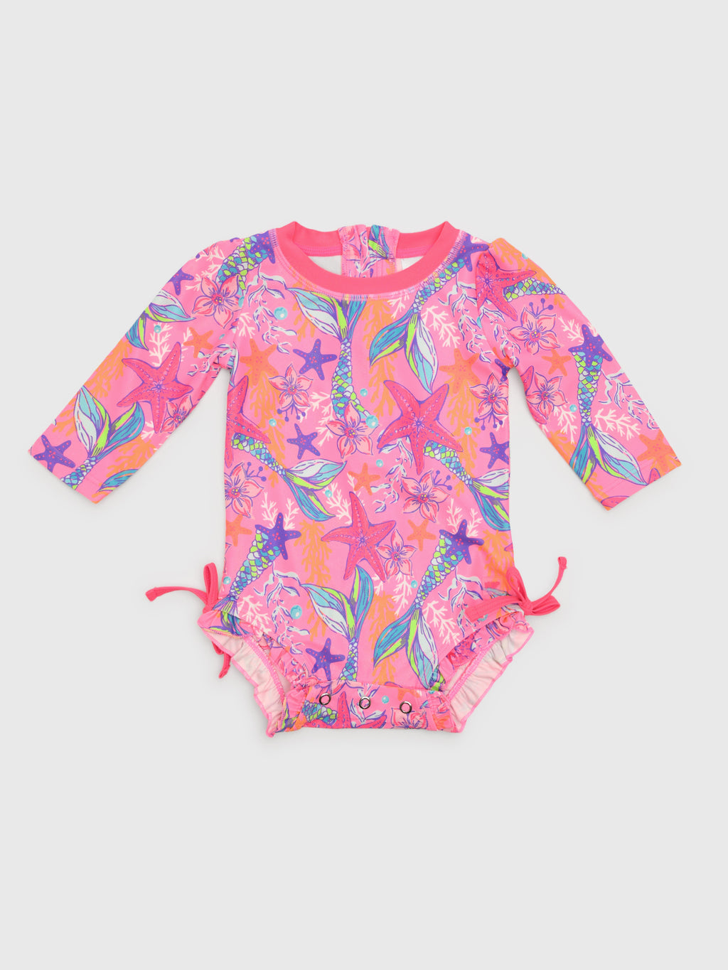 Rufflebutts Baby Girls' Long Sleeve Onesie Rash Guard - Saint Bernard