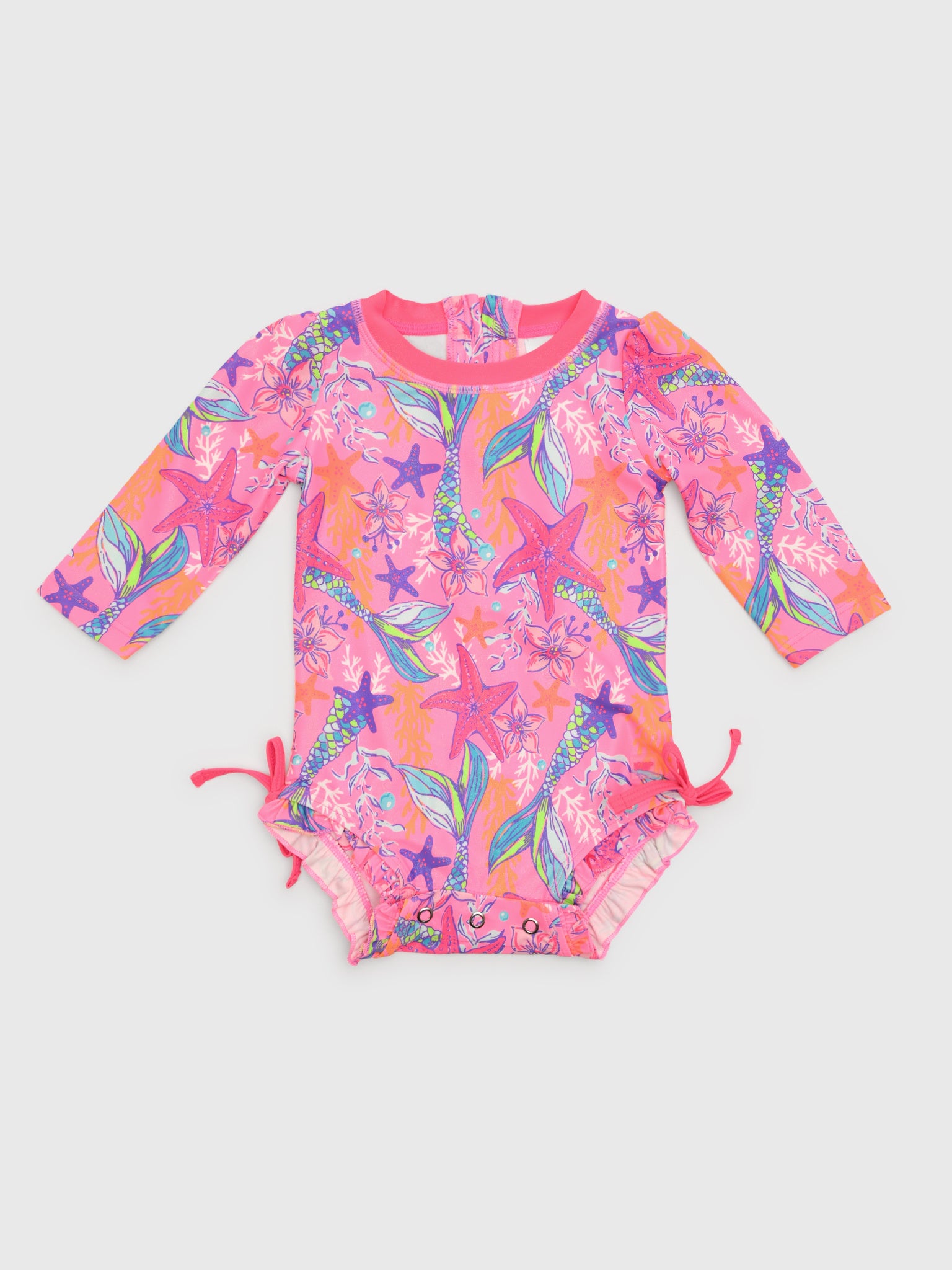 Rufflebutts Baby Girls' Long Sleeve Onesie Rash Guard - Saint Bernard