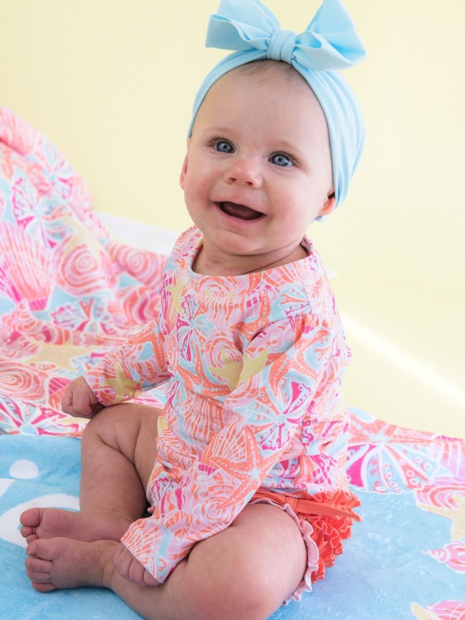Rufflebutts Baby Girls' Long Sleeve Onesie Rash Guard - Saint Bernard
