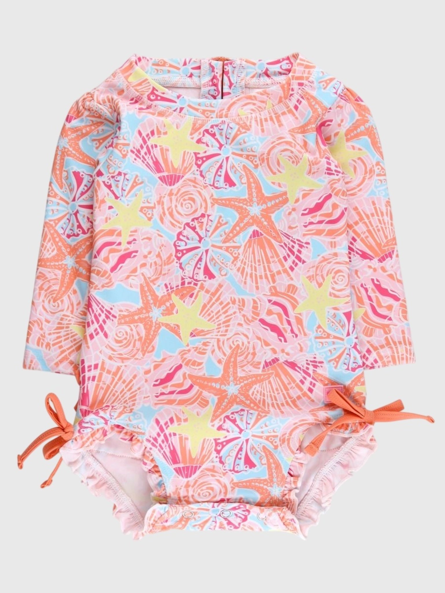 Rufflebutts Baby Girls' Long Sleeve Onesie Rash Guard - Saint Bernard