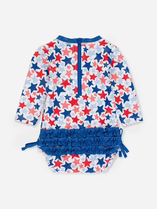 Rufflebutts Baby Girls' Long Sleeve Onesie Rash Guard