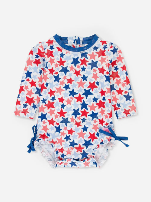 Rufflebutts Baby Girls' Long Sleeve Onesie Rash Guard