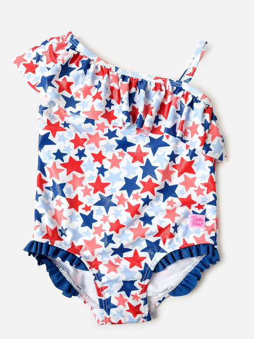 Rufflebutts Girls' One-Shoulder Ruffle One-Piece Swimsuit