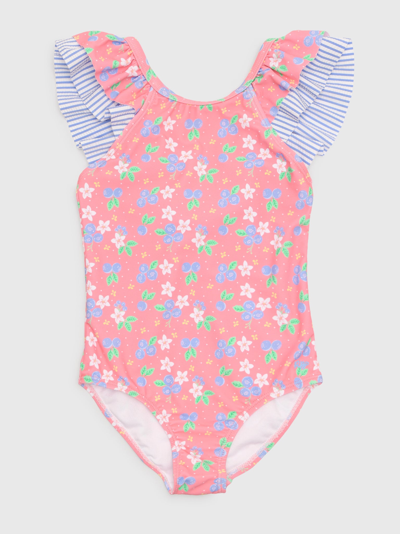 Rufflebutts Girls' Ruffle V-Back One-Piece Swimsuit - Saint Bernard