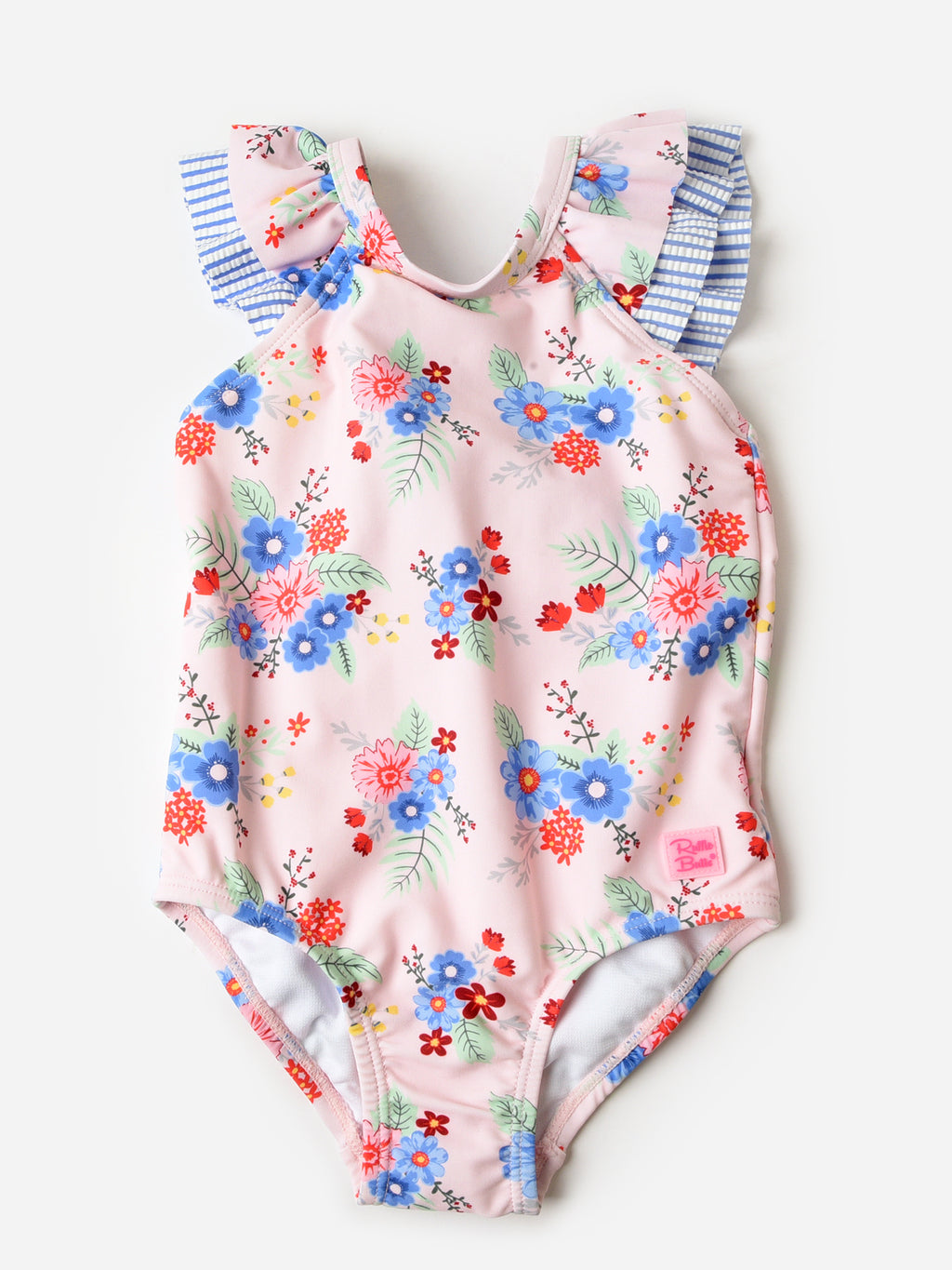 Rufflebutts Girls' Ruffle V-Back One-Piece Swimsuit - Saint Bernard