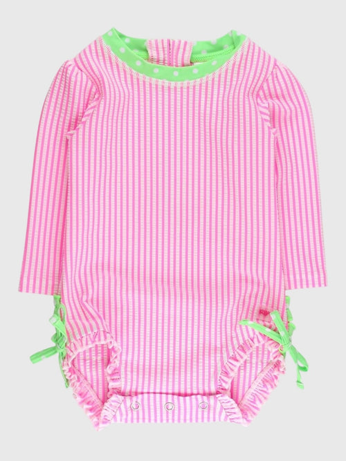 Rufflebutts Baby Girls' Long Sleeve Onesie Rash Guard