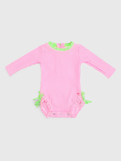 Rufflebutts Baby Girls' Long Sleeve Onesie Rash Guard