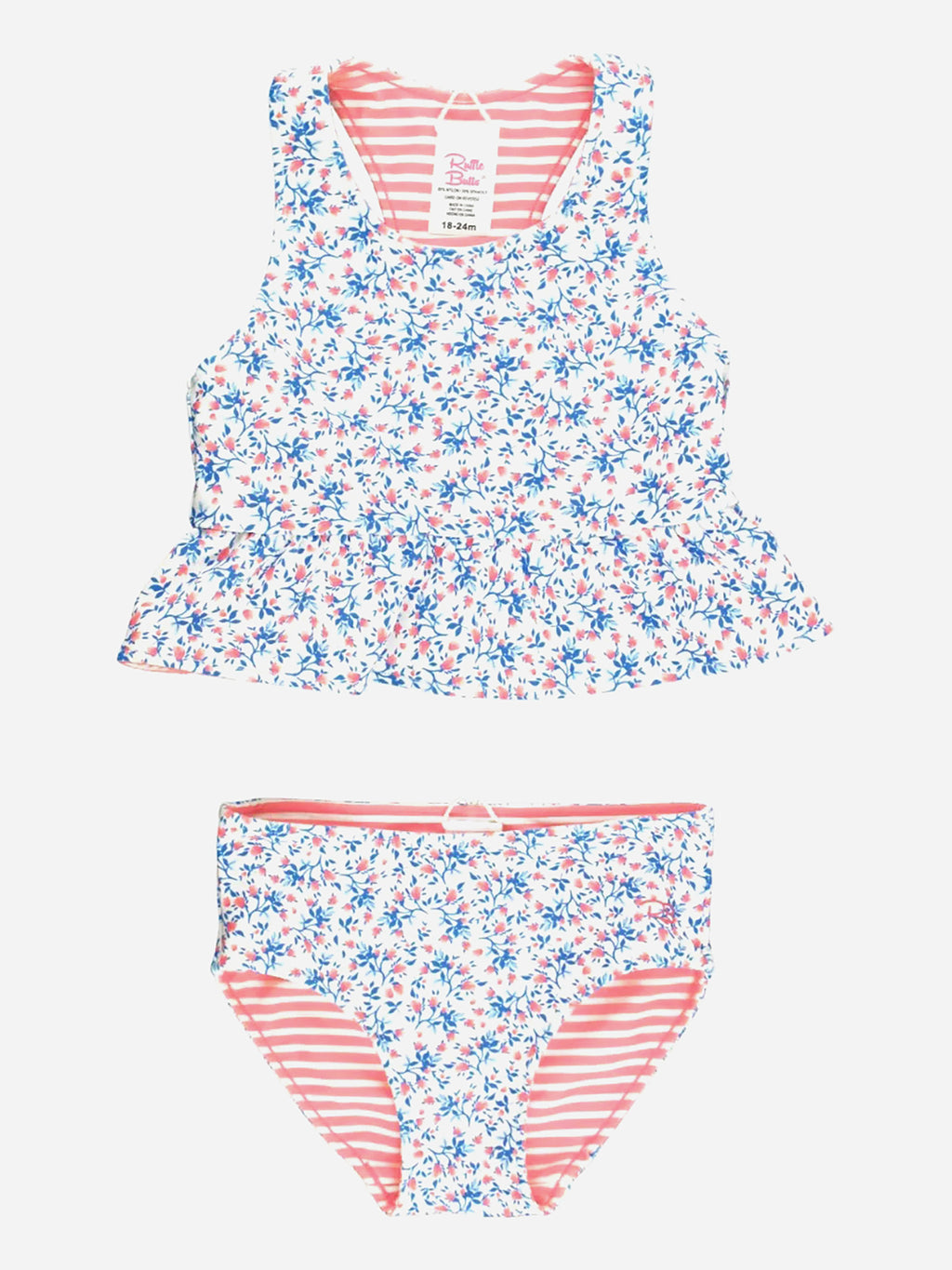 Rufflebutts Girls' Reversible Peplum Tankini Set - Saint Bernard