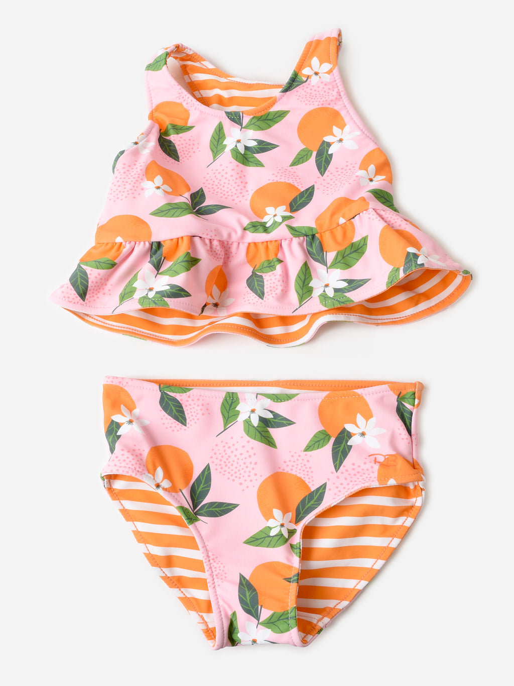 Rufflebutts Girls' Reversible Peplum Tankini Set - Saint Bernard