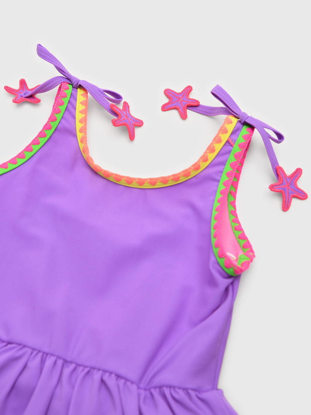 Rufflebutts Girls' Crochet Detail Peplum One-Piece Swimsuit - Saint Bernard