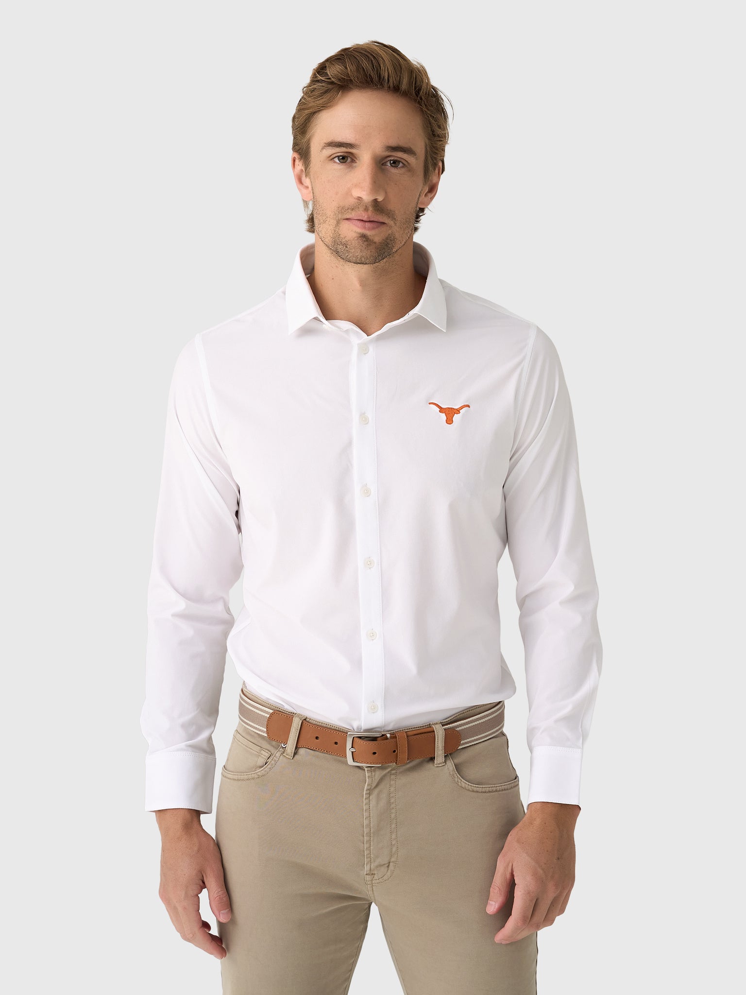 Mizzen+Main Men's University of Texas Trim Leeward Dress Shirt - Saint Bernard