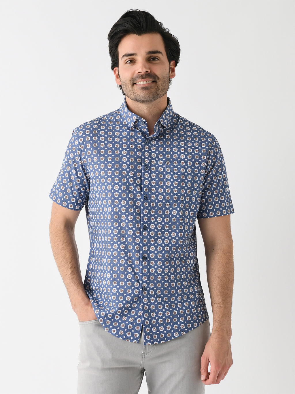 Mizzen+Main Men's Trim Leeward Short Sleeve Button-Down Shirt - Saint Bernard