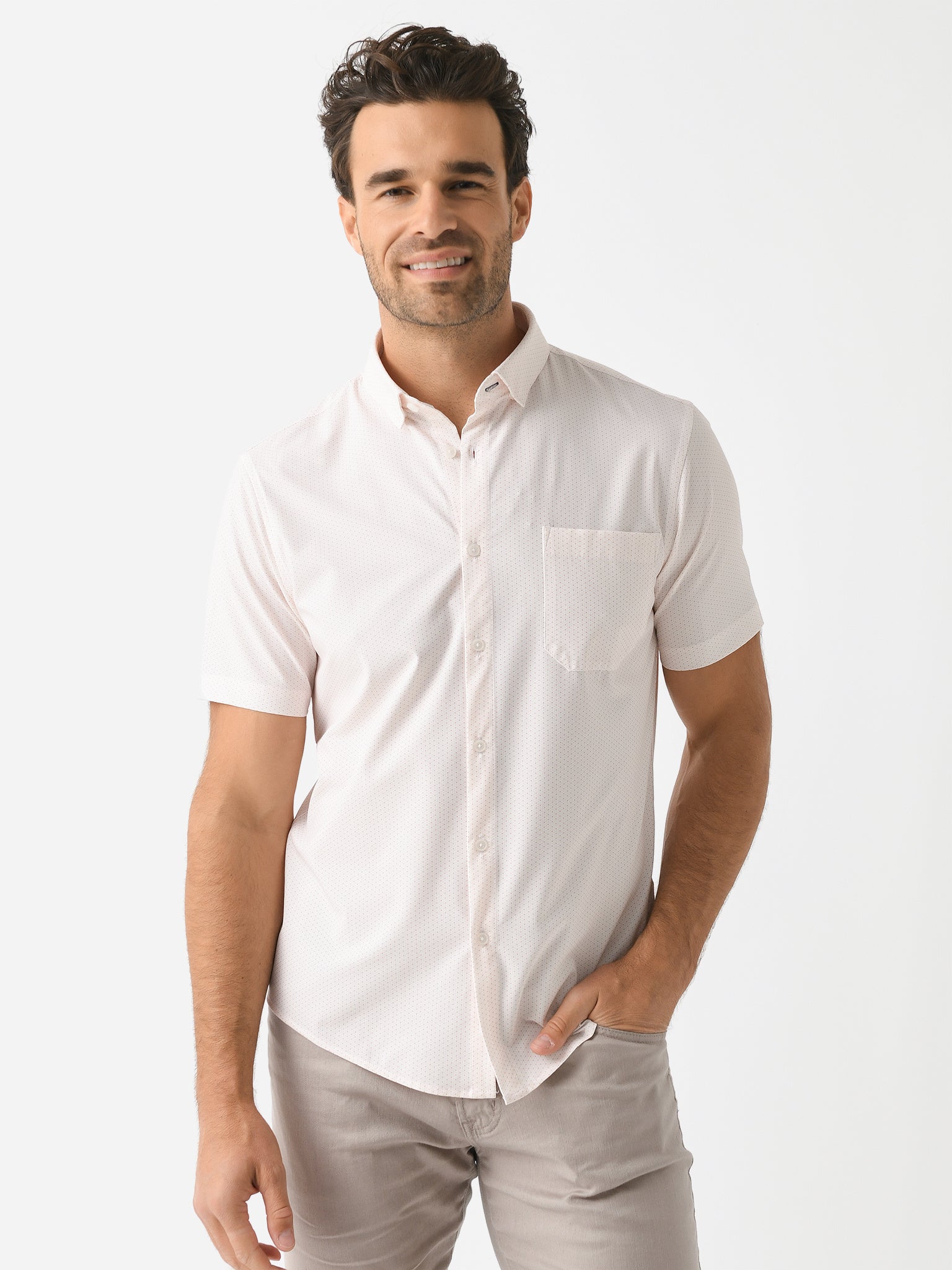 Mizzen+Main Men's Trim Leeward Short Sleeve Button-Down Shirt - Saint Bernard