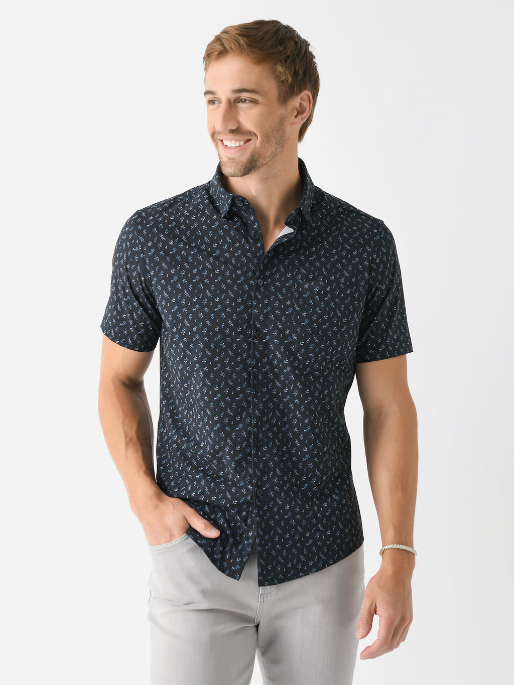 Mizzen+Main Men's Trim Leeward Short Sleeve Button-Down Shirt - Saint Bernard