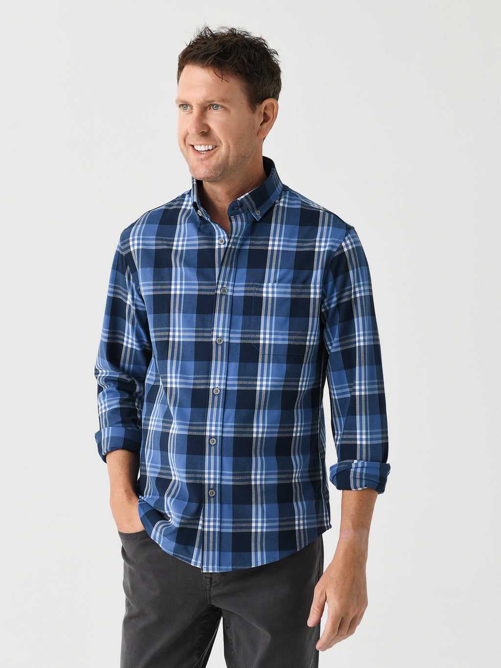 Mizzen+Main Men's Trim City Flannel - Saint Bernard