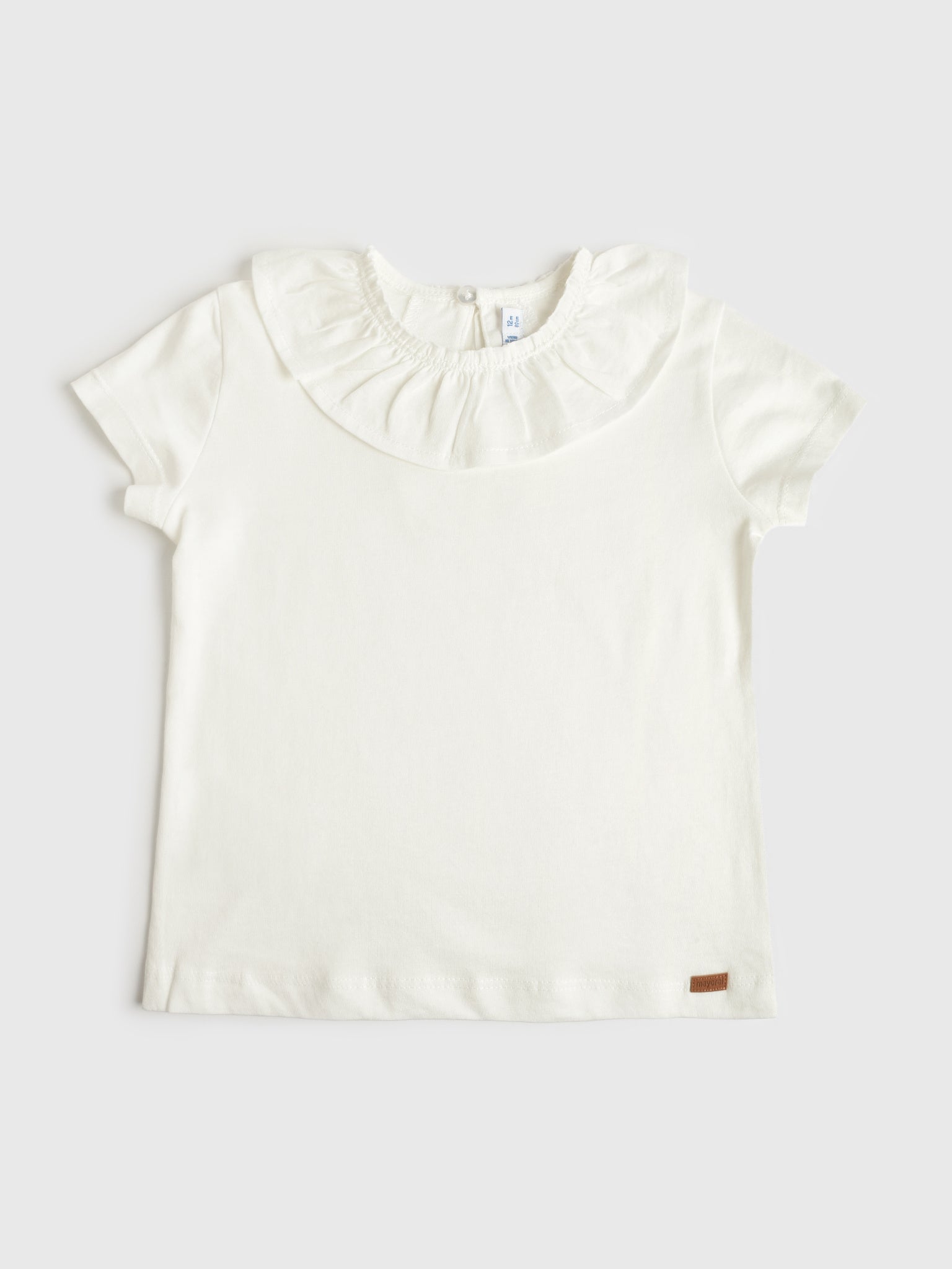 Mayoral Baby Girls' Short Sleeve Ruffled Shirt - Saint Bernard