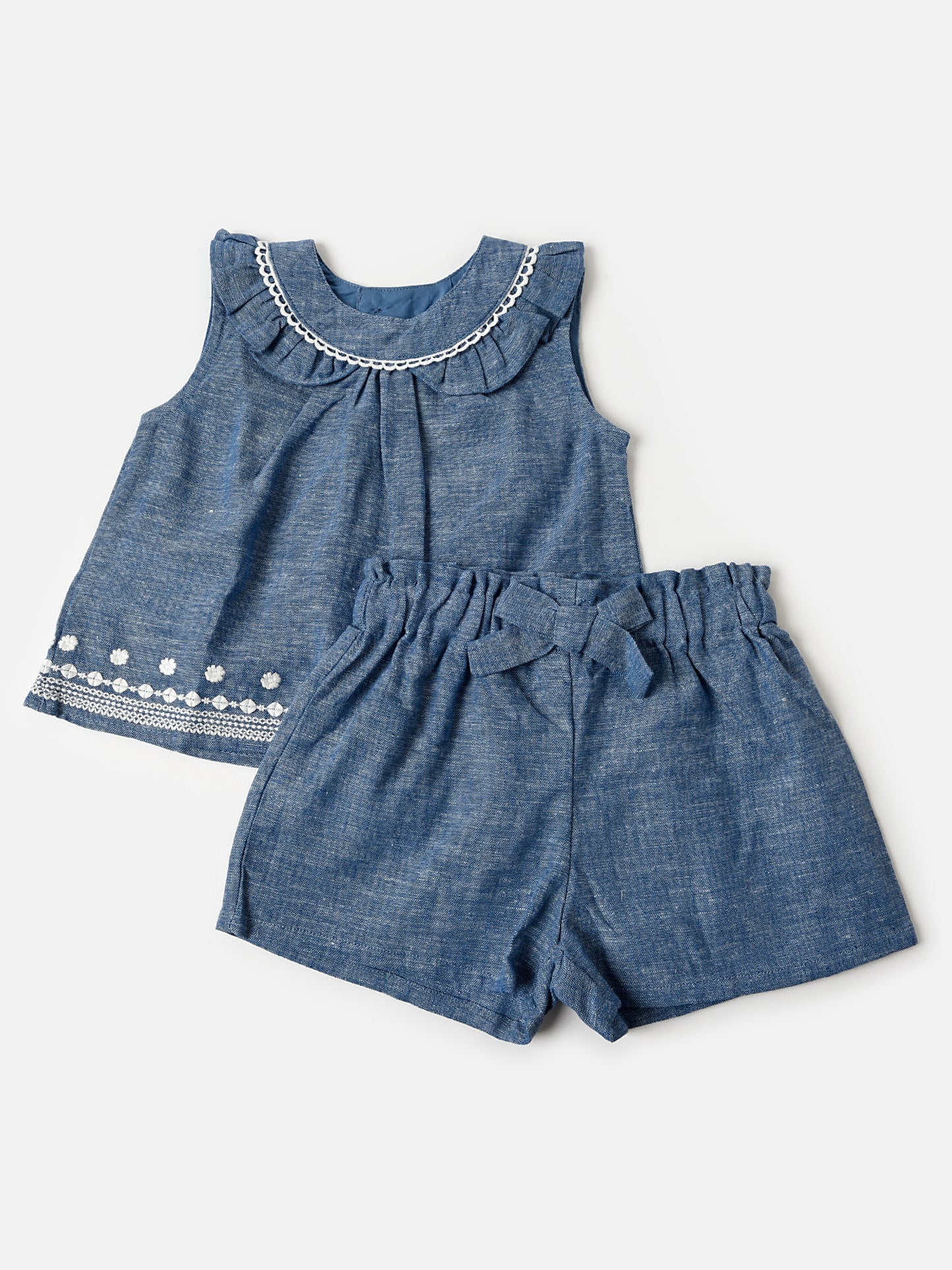 Mayoral Baby Girls' Embroidered Linen Short Set