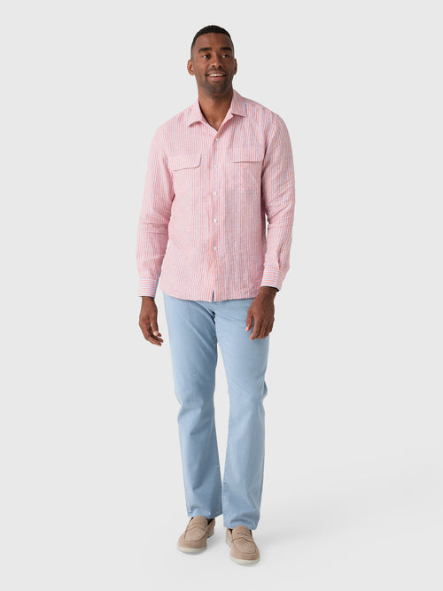 Maria Santangelo Men's Stripe Woven Camp Shirt