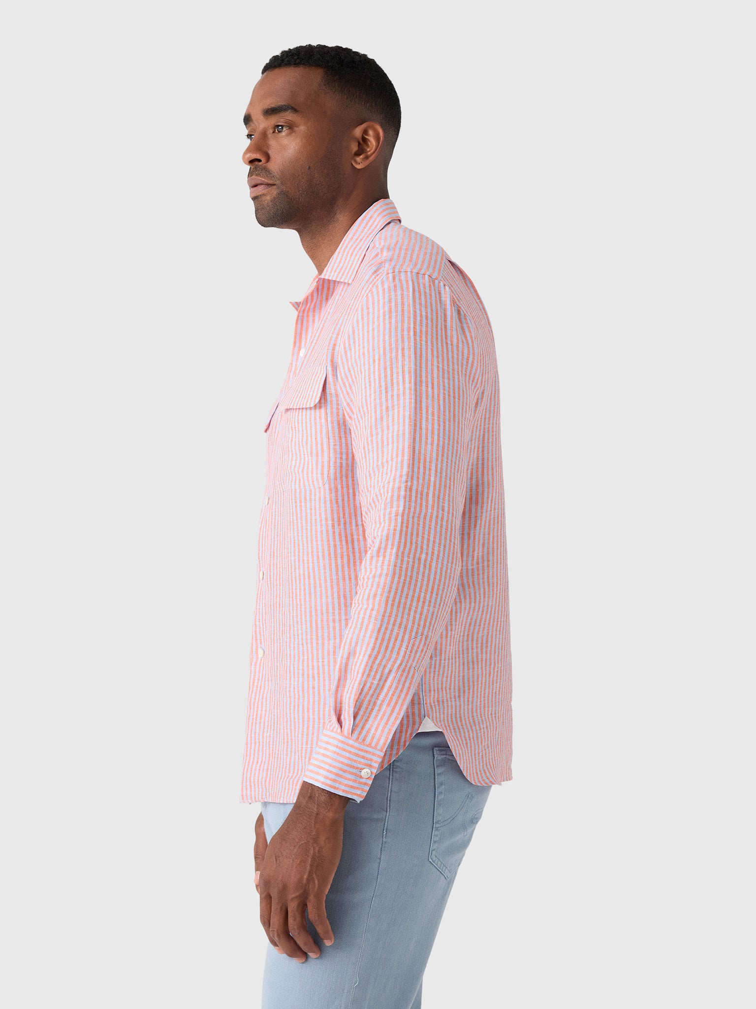 Maria Santangelo Men's Stripe Woven Camp Shirt - Saint Bernard