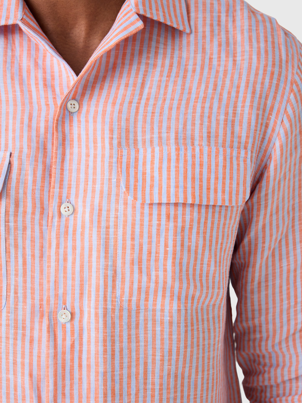 Maria Santangelo Men's Stripe Woven Camp Shirt - Saint Bernard