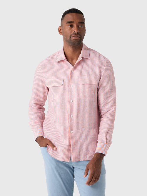 Maria Santangelo Men's Stripe Woven Camp Shirt
