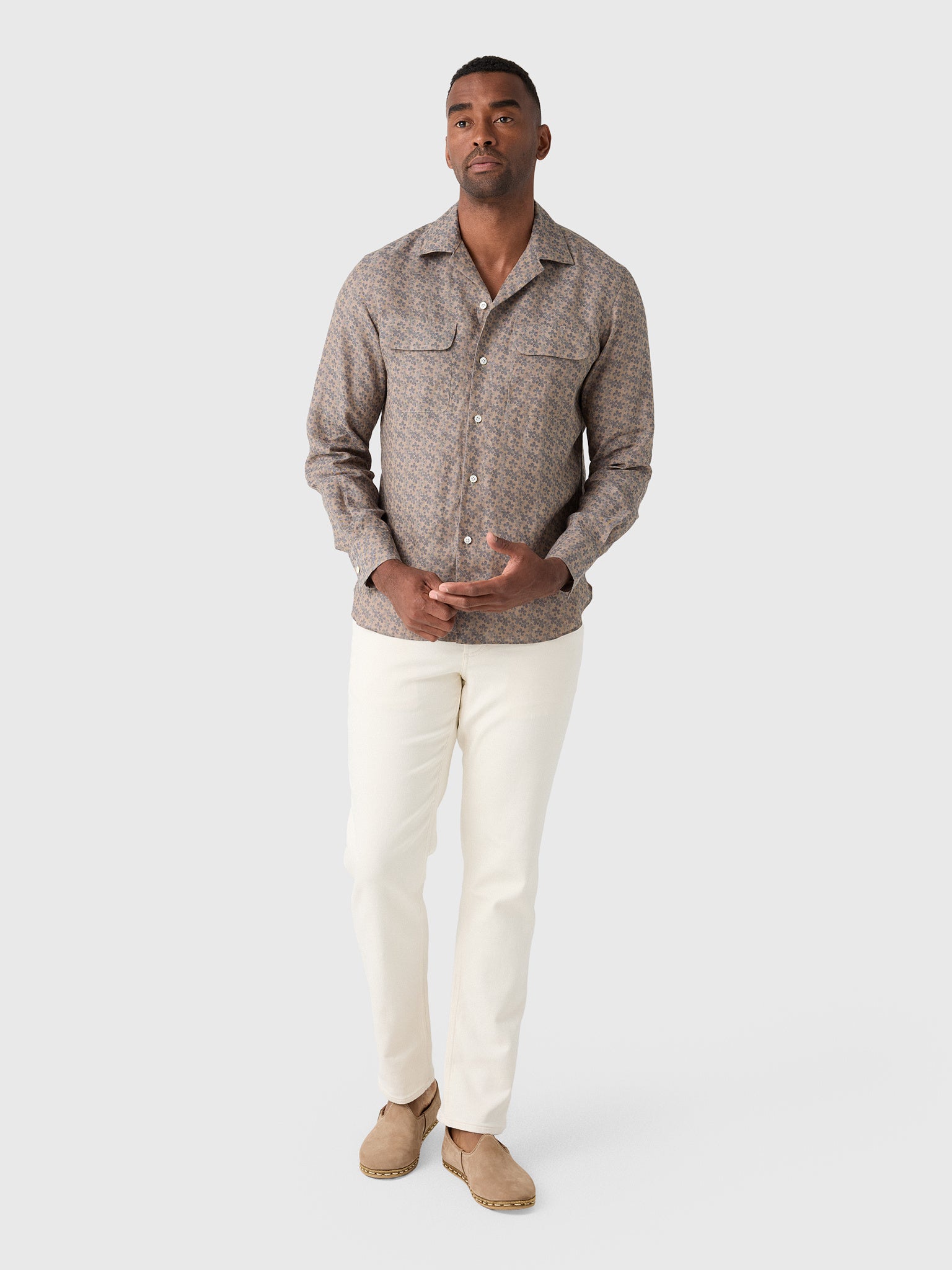 Maria Santangelo Men's Pattern Woven Camp Shirt - Saint Bernard