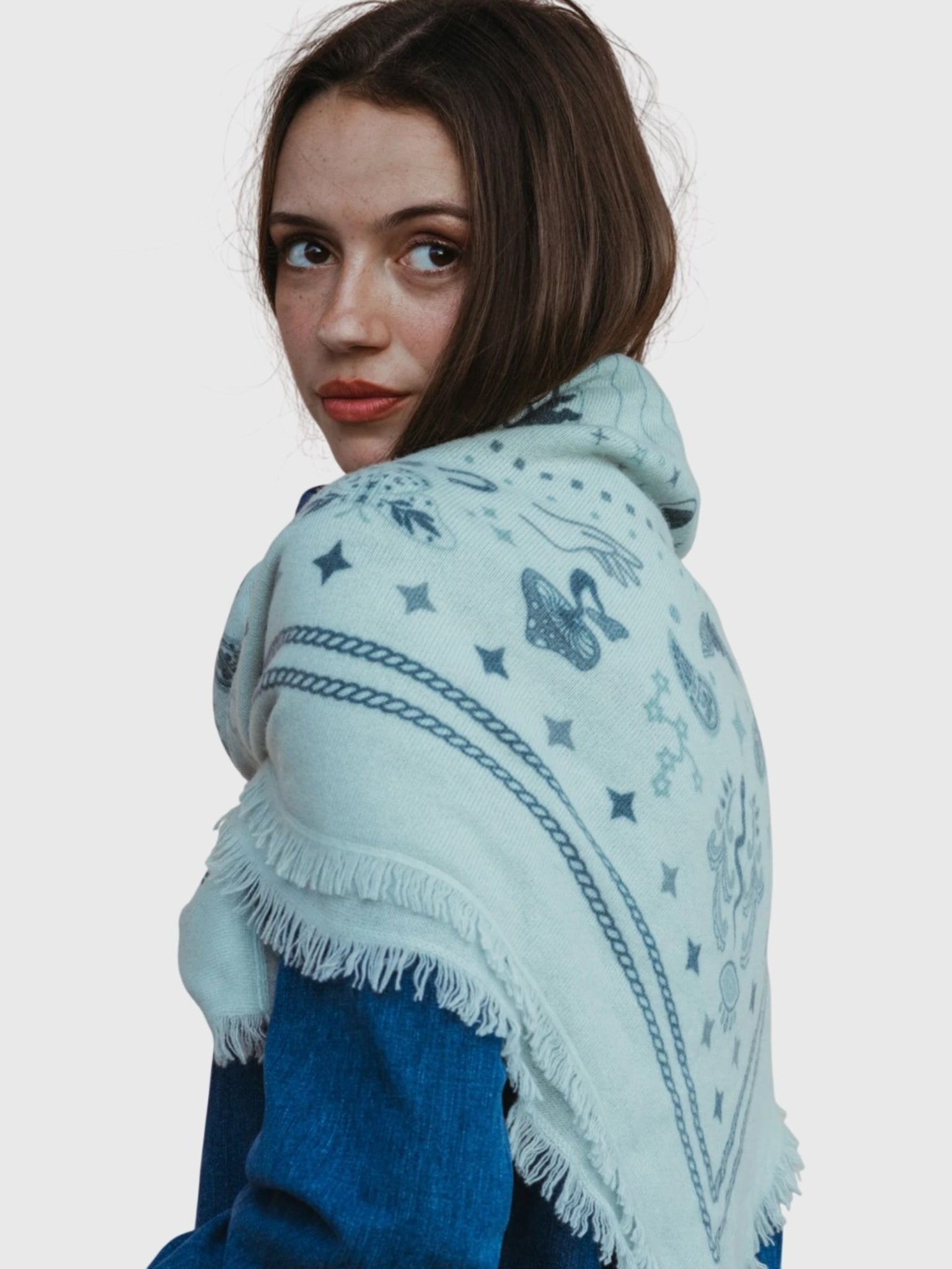 Freya Women's Cosmic Rodeo Cashmere Bandana Sweater Wrap - Saint Bernard