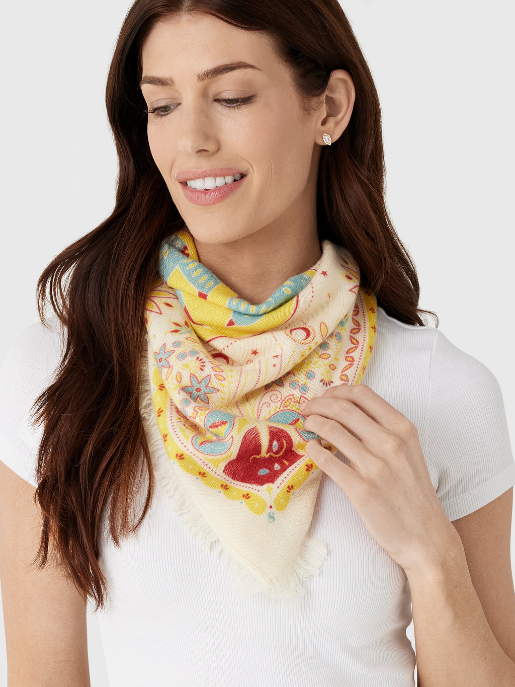 Freya Women's Mini Celestial Bird Cashmere Bandana Scarf - Saint Bernard