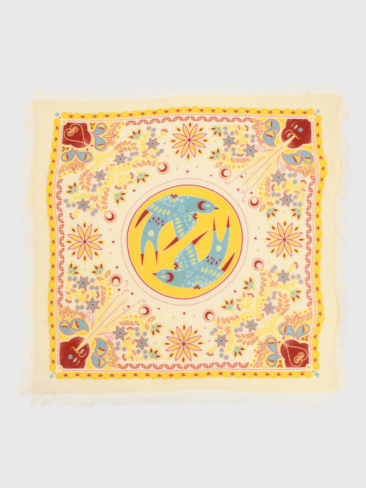 Freya Women's Mini Celestial Bird Cashmere Bandana Scarf - Saint Bernard