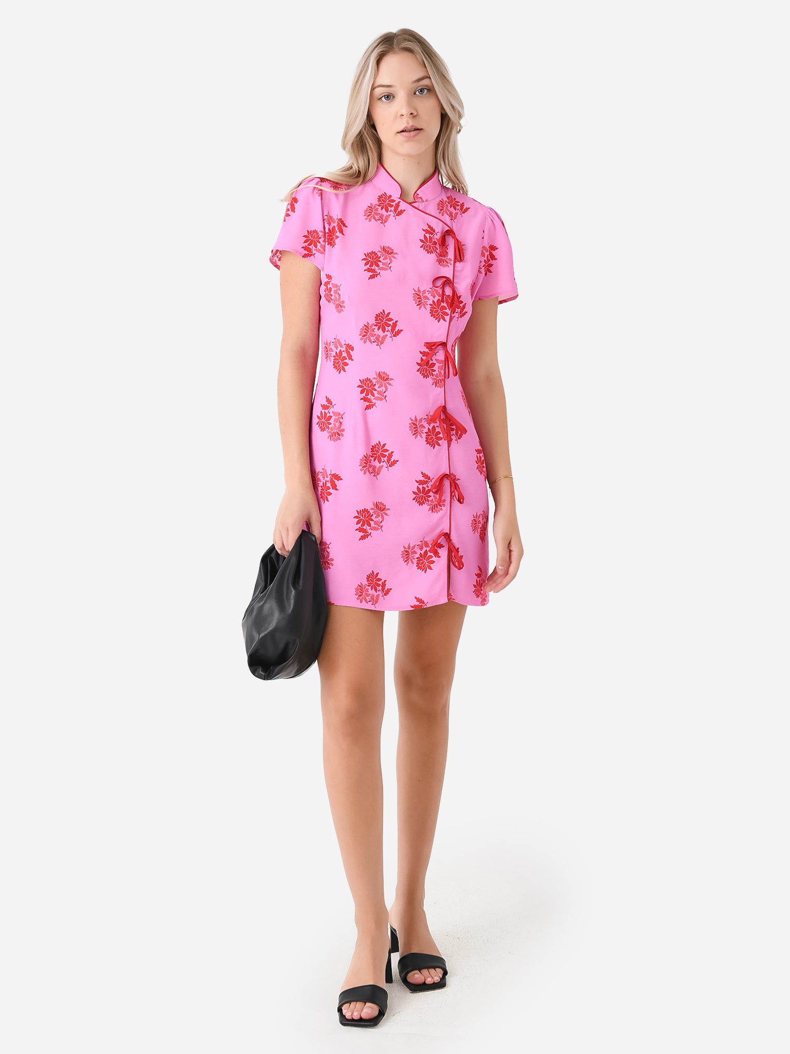 kitri harlow denim dress Kitri Harlow Floral-embroidered Denim Mini Dress KITRI
